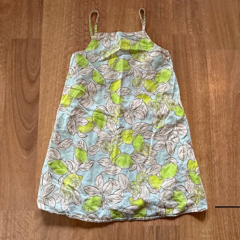 Zara kids girls lemon lime linen style dress
